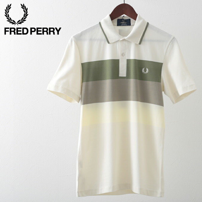 FRED PERRY ストライプポロシャツ ホワイト FRED PERRY ポロシャツ 限定展開 PERRY/フレッドペリー The Fred