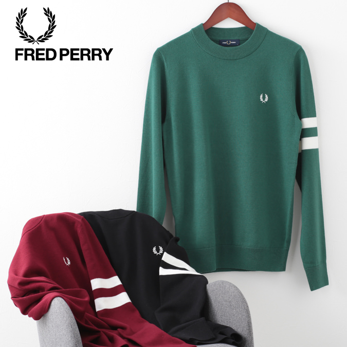 【楽天市場】フレッドペリー メンズ セーター クルーネック ティップ スリーブ Fred Perry コットン ウール プレッピー 3色