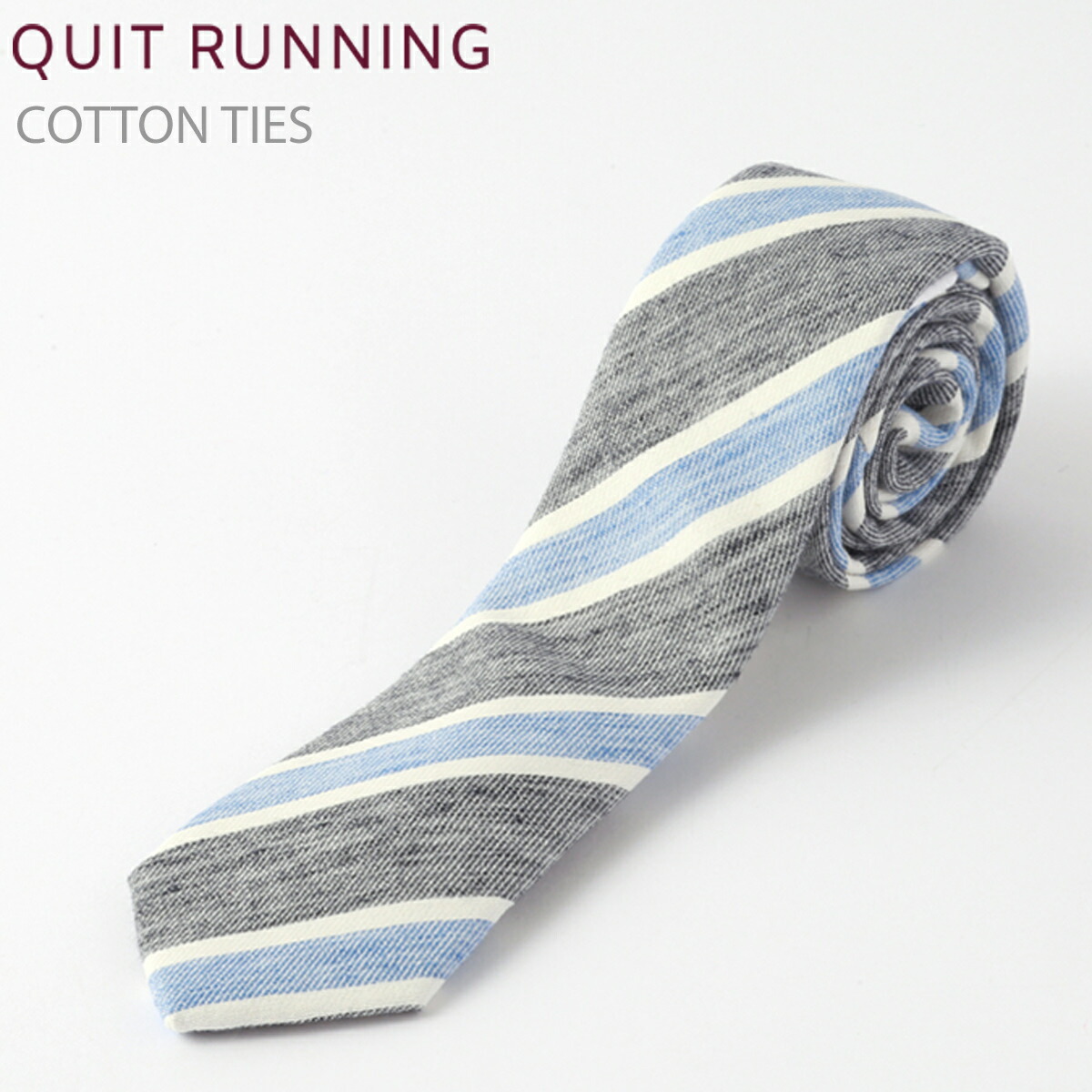 楽天市場 セール Sale コットンネクタイ Quit Running ブラックストライプ ネクタイ ハンドメイド クイトランニング メンズ コットン 英国ブランド ロック 個性的 男性向け ビジネス 就活 ギフト 就職祝い 卒業式 トラッド Clozest モッズメンズレディース