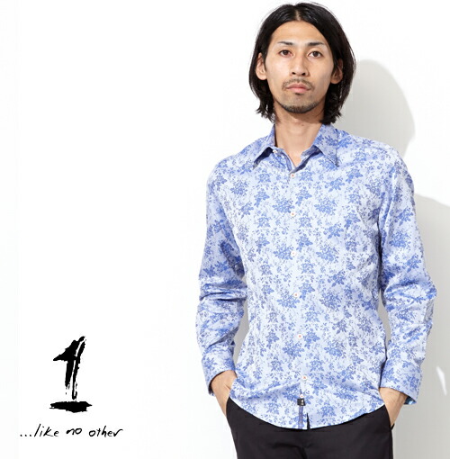 ポイント10倍 楽天市場 1 Like No Other 長袖シャツ Hi Brand 英国ブランド 花柄 メンズ 花柄シャツ オリエンタル フラワー Corallite Oriental Sawing Flowers Shirt ワン ライク ノー アザー 長袖 シャツ ブルー モッズファッション 1like2435s M L ギフト