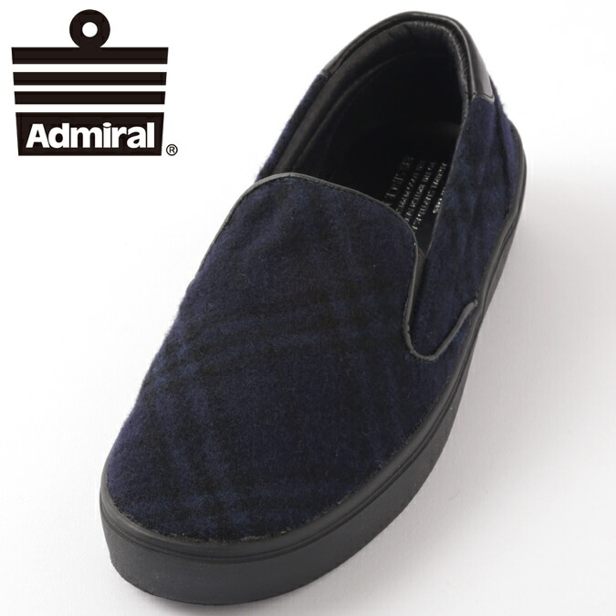 楽天市場 Admiral メンズ アドミラル スリッポン スニーカー レディース シューズ カーナビー Carnaby Ac メランジウール ネイビーチェック ギフト トラッド Clozest モッズメンズレディース