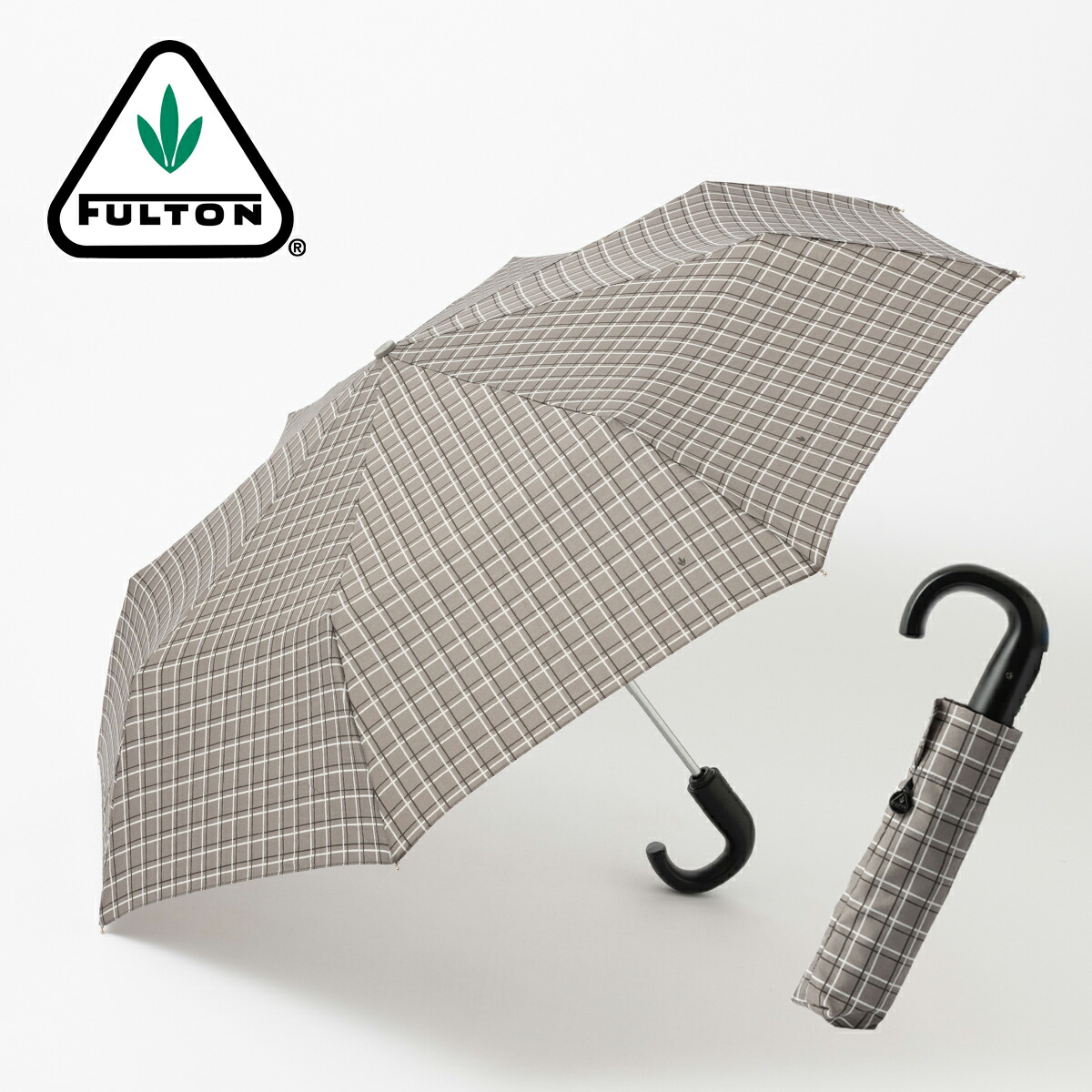 FULTON フルトン 傘 折りたたみ メンズ O&C12 オープン＆クローズ12 ワンタッチ 自動開閉 オートマチック 正規品 かさ チェック グレーウィンドウペン 通勤 通学 プレゼント ギフト トラッド