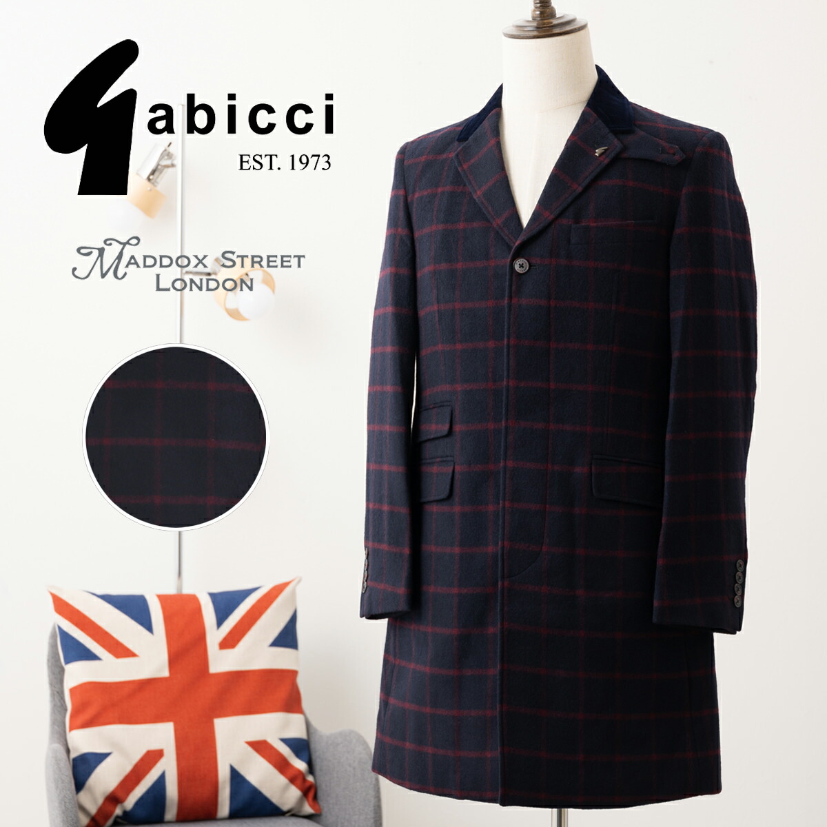 Gabicci メンズ チェスターコート ウール ガビッチ チェック ペイズリー キルティング Maddox Street London レギオン レトロ モッズファッション ギフト トラッド