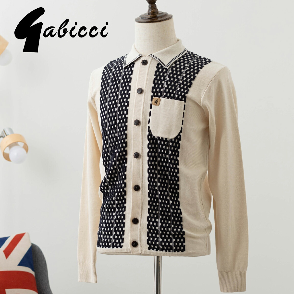 楽天市場】Gabicci メンズ ジップスルー ストライプ ニット