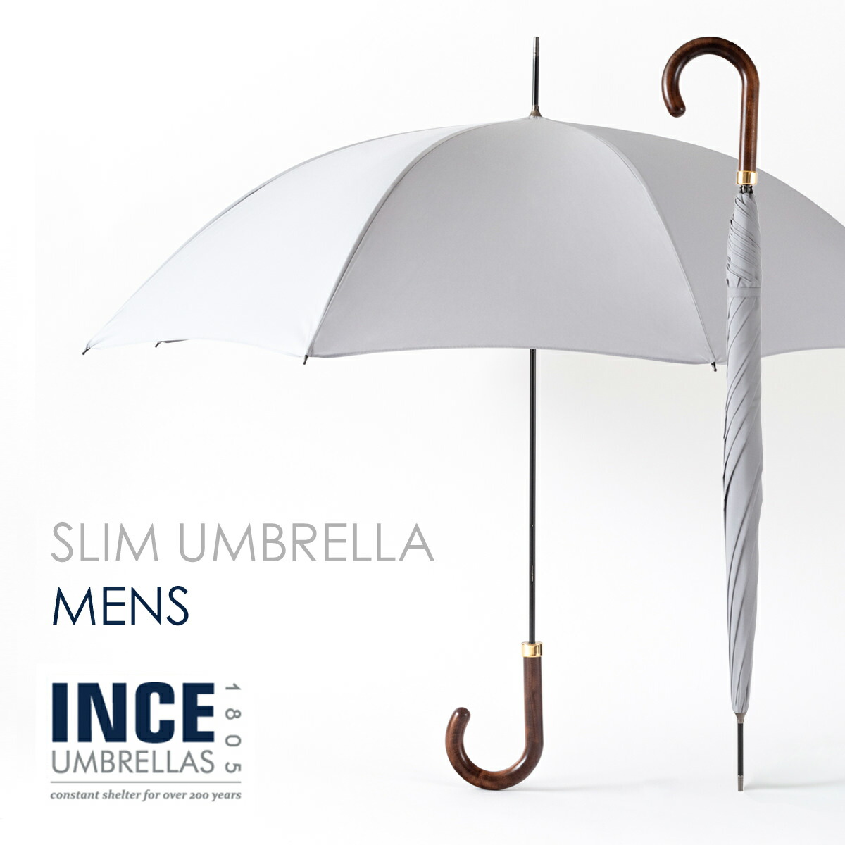 セール Sale Ince Umbrella City Slim Grey 長傘 日傘兼用 紳士 21 新作 インスアンブレラ シティ スリム メンズ グレー 無地 かさ イギリス ロンドン ギフト トラッド Cdm Co Mz