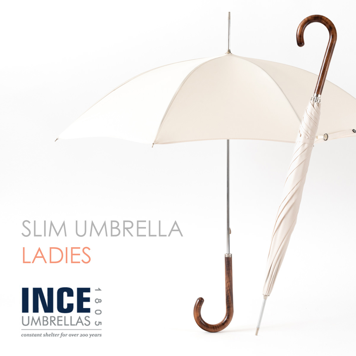 Ince Umbrella City Slim アイボリー レディース 日傘兼用 長傘 21ss新作 インスアンブレラ シティ スリム メープルウッドハンドル レディース 無地 かさ モッズ ファッション イギリス ロンドン ギフト トラッド Inceladcs Ivory Magazinpegas Cz