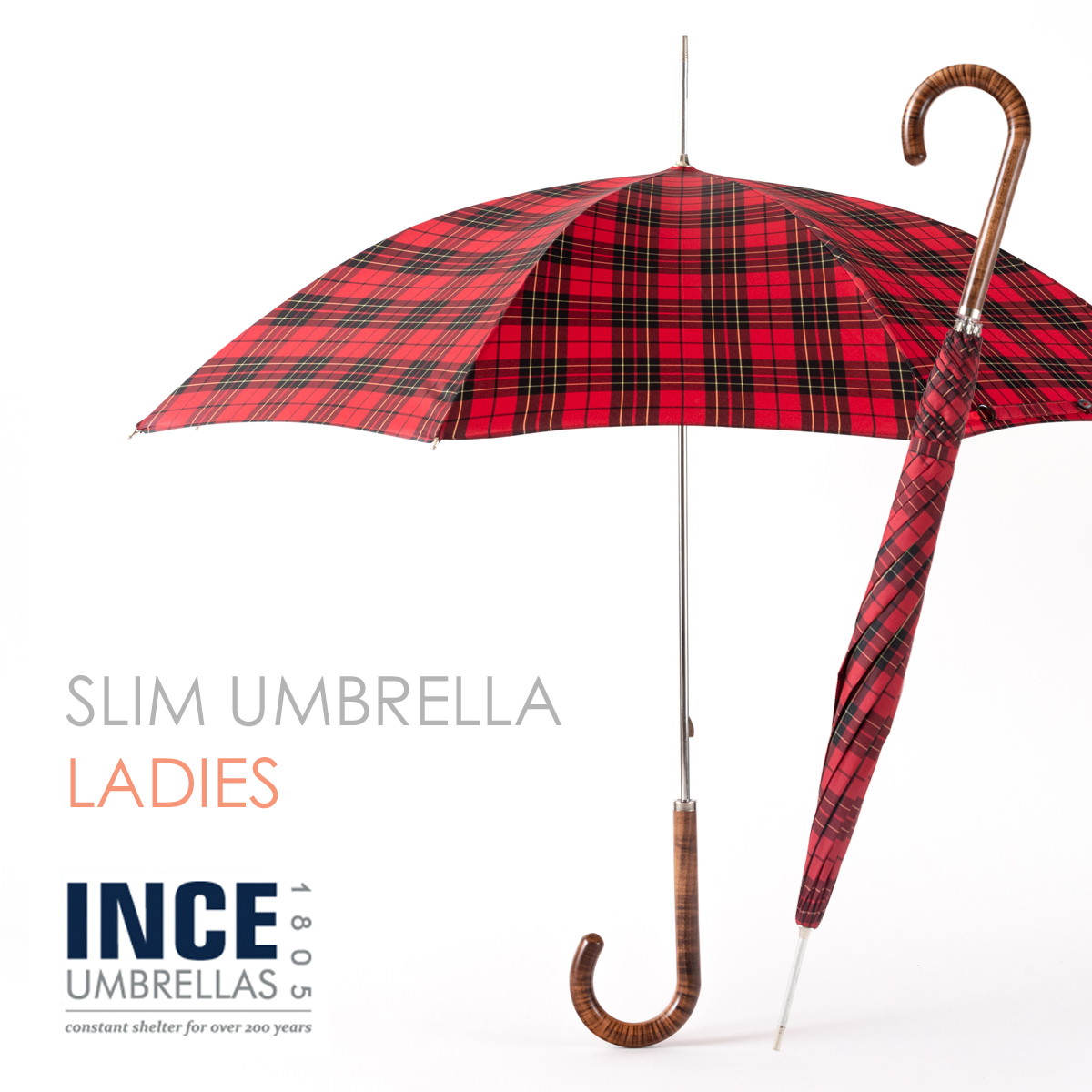 Ince Umbrella City Slim ローヤルスチュアート レディース 日傘兼用 長傘 21ss新作 インスアンブレラ シティ スリム メープルウッドハンドル レディース タータン チェック かさ モッズ ファッション イギリス ロンドン ギフト トラッド Inceladcs Royalstuart Andapt Com