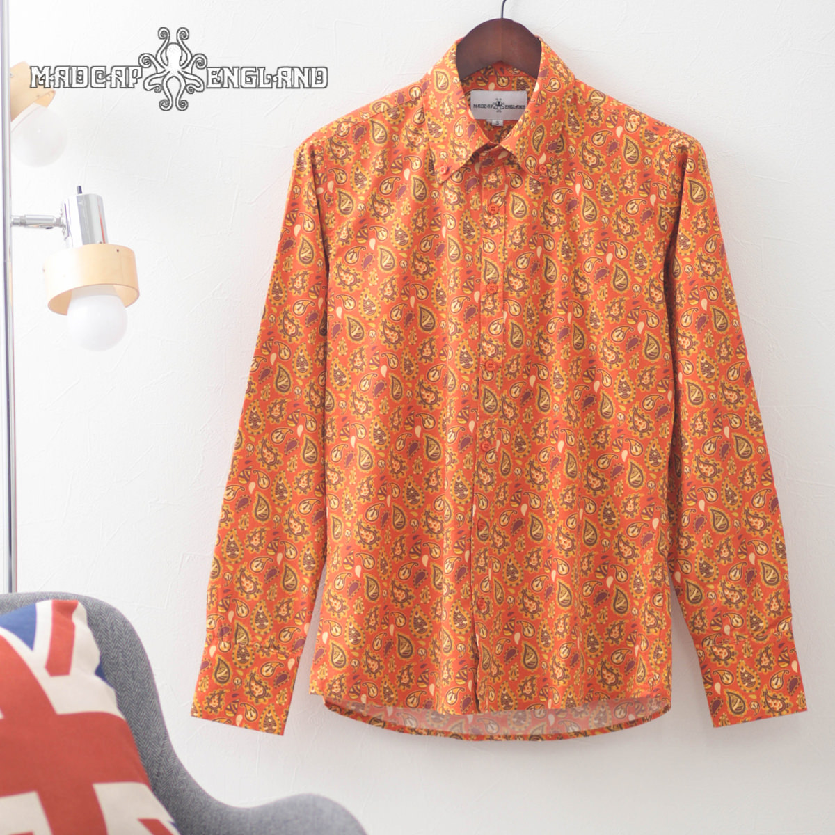 楽天市場 Sale セール Madcap England メンズ 長袖シャツ 21 新作 ペイズリープリント オレンジ コットン レトロ 70年代 マッドキャップ ギフト モッズファッション トラッド Clozest モッズメンズレディース