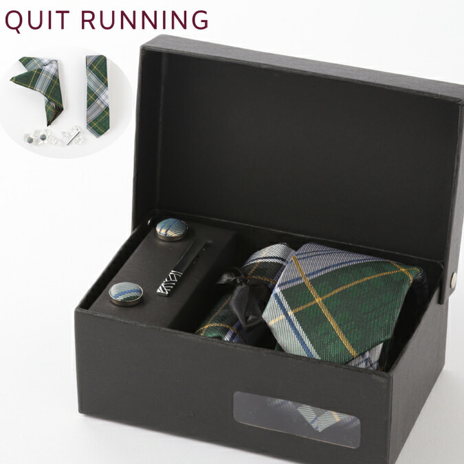 英国ブランドメンズギフト4点セット Quit Running ドレスゴードン ネクタイ ポケットチーフ ナロータイクリップ カフス ステンレス ネクタイピン ハンカチ 男性 クイトランニング ギフト 祝い 卒業式 スーツ フォーマル トラッド