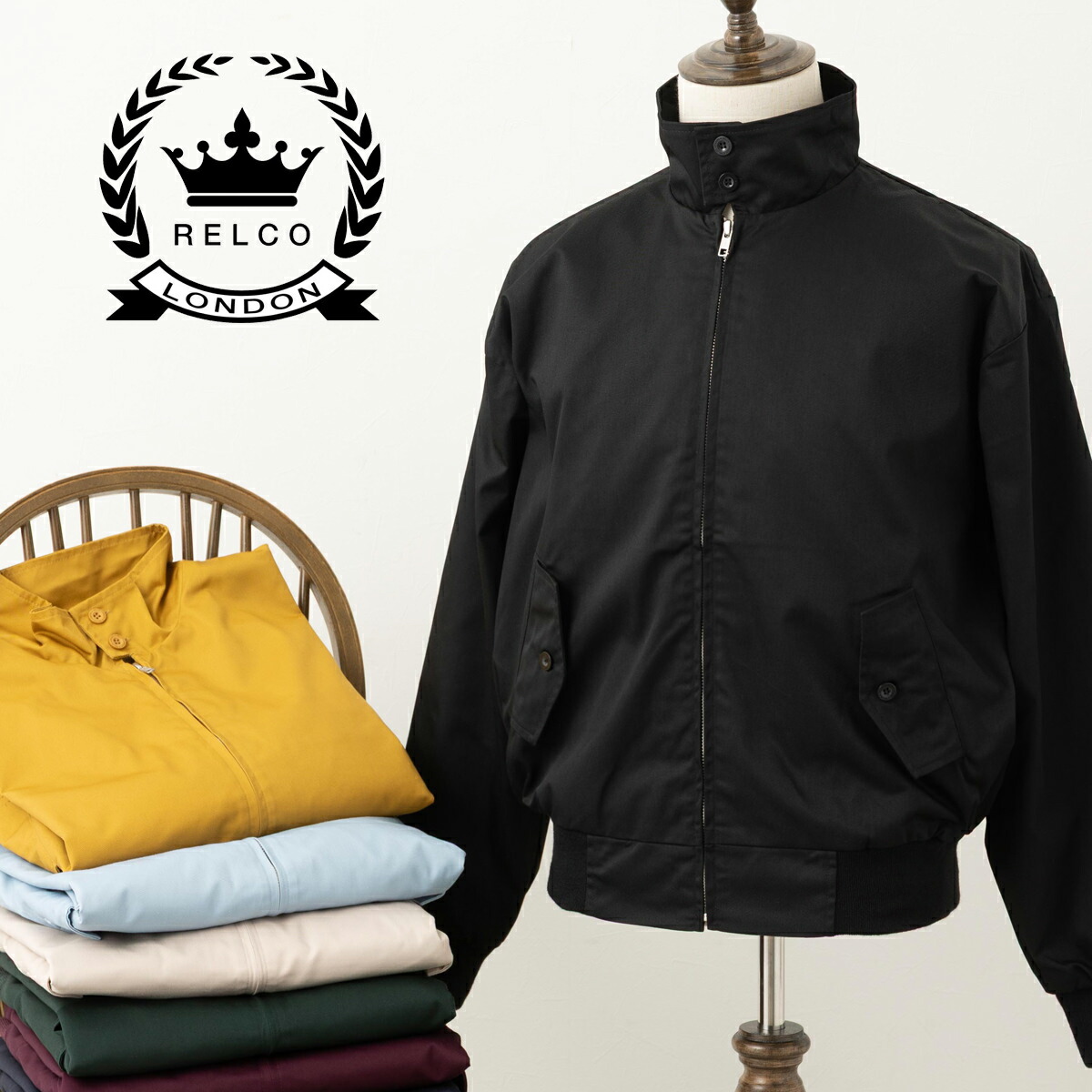 ah._.ハリントンジャケットM 黒　プリーツ　千鳥格子　金金具 ah._.様専用ハリントンジャケットM 黒 プリーツ 千鳥格子 金金具