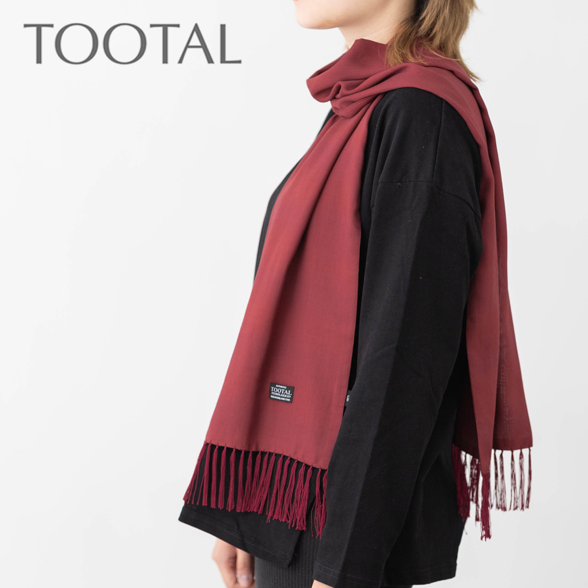 TOOTALヴィンテージスカーフ レッド ボルドー バーガンディー トゥータル Tootal,スカーフ ストール tootal トゥータル