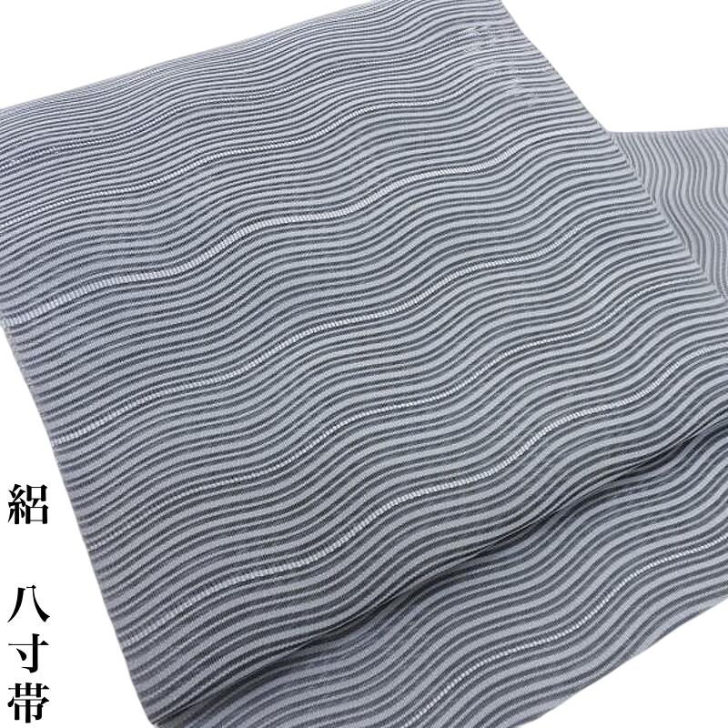 夏名古屋帯 絽 八寸 藍鼠色 名古屋帯 御仕立上り(3180) l-y|きもの club 藤