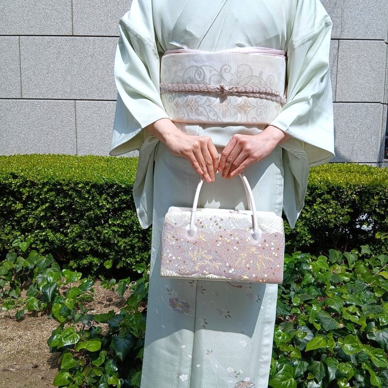 夏絽 名古屋帯 新品「無料御仕立付き」西陣織 佐々木染織謹製 九寸名古屋帯 御仕立上り「オリエンタル紋薄金」(3507)｜きもの　club 藤