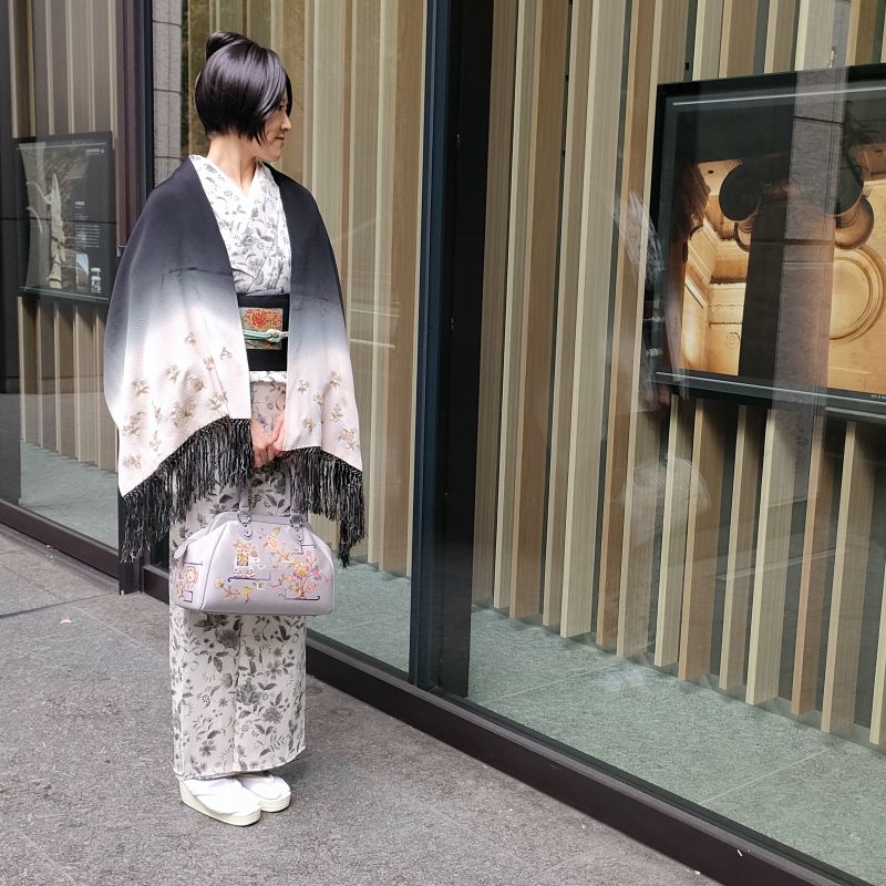 ショール 岡重 ＯＫＡＪＩＭＡ シルク 大判 和洋兼用 ちりめん地 (3384RC) 29,250円