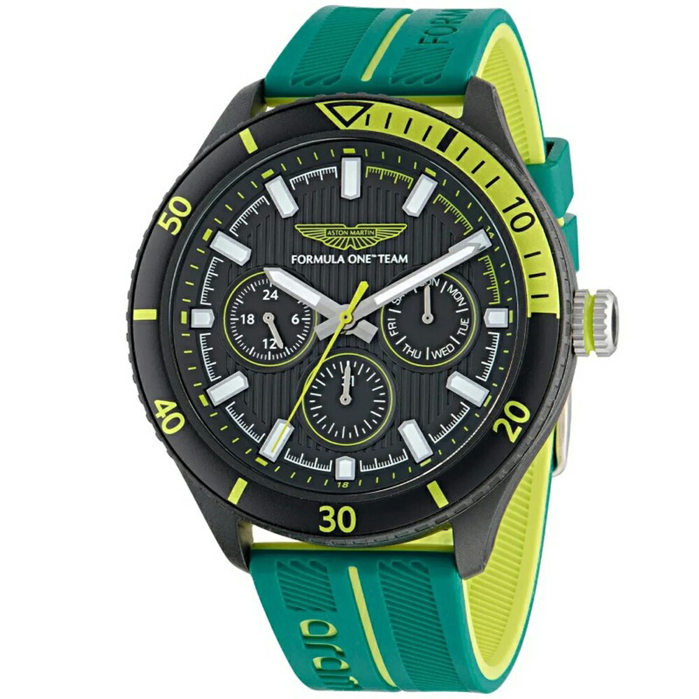 F1 腕時計 TIMEX x Aston Martin F1 Team - タイメックス ピット ウォッチ ブラックダイヤル / ライム エッセンス グリーンシリコンストラップ アストンマーティン Formula1 エフワン 公式 オフィシャル MTFP1F501