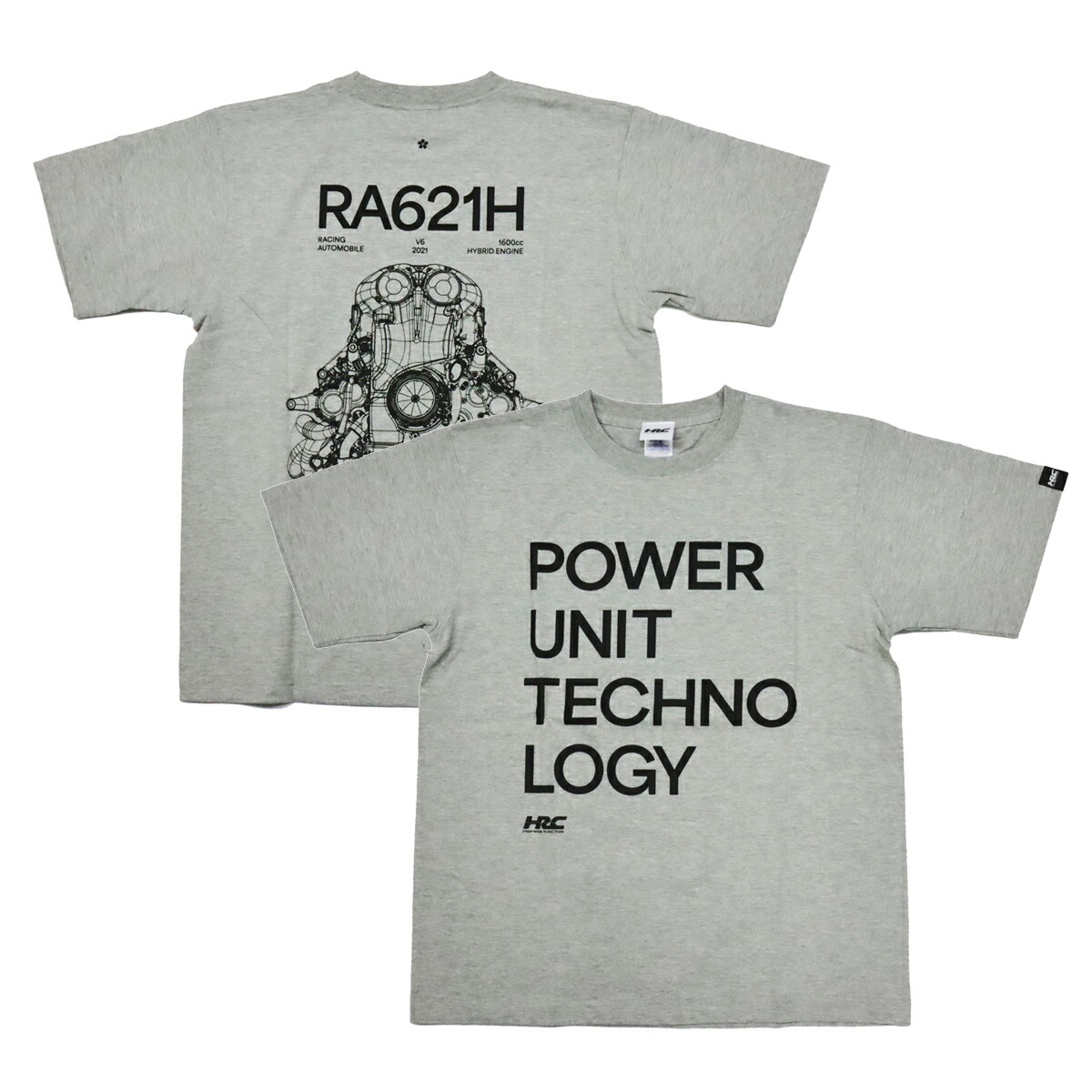 ホンダ HRC F1 パワーユニット テクノロジー Tシャツ グレー 半袖 HONDA