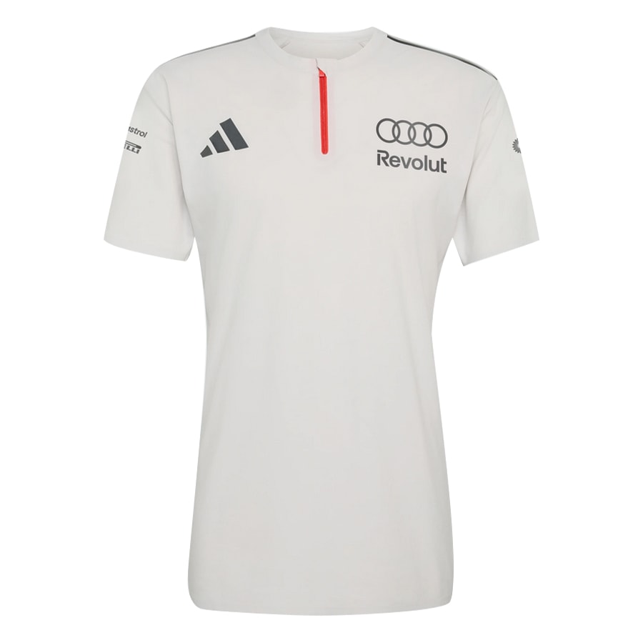 2026 アウディ レボリュート F1 チーム エンジニア＆マーケティング ノーカラー ポロシャツ ライトグレー エフワン adidas アディダス 半袖 ウェア