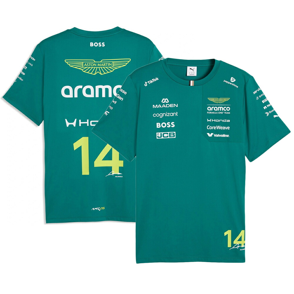 アストンマーチン ホンダ F1 2026 チーム フェルナンド アロンソ レプリカ Tシャツ 半袖 緑 モータースポーツ ウェア アパレル ユニフォーム レプリカ グッズ|クラブウィナーズ