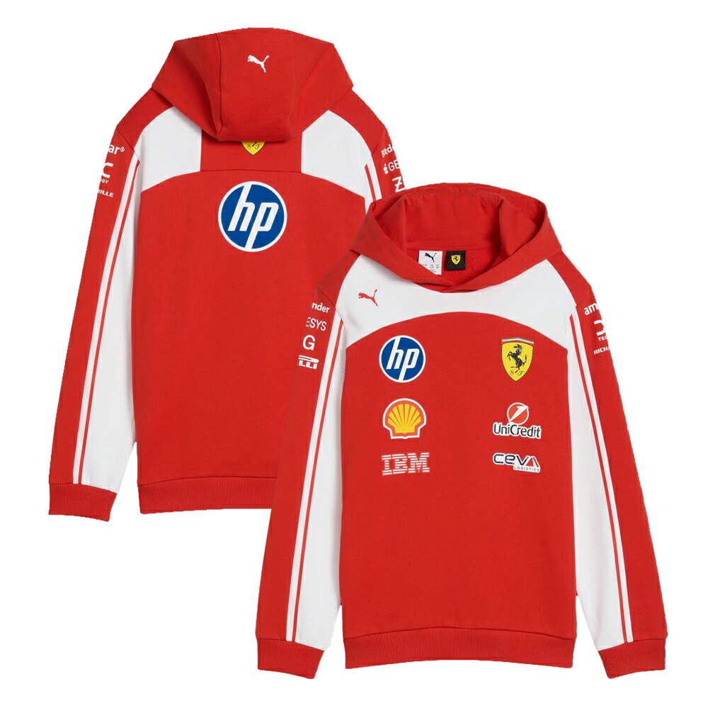 キッズ用 2026 スクーデリア フェラーリ HP 野球クラブ ティーシャツ フーディー 赤いこと 赤いこと 赤 堅苦しさ 公式的 エフワン formula1 PUMA お召しもの 長袖 パーカー