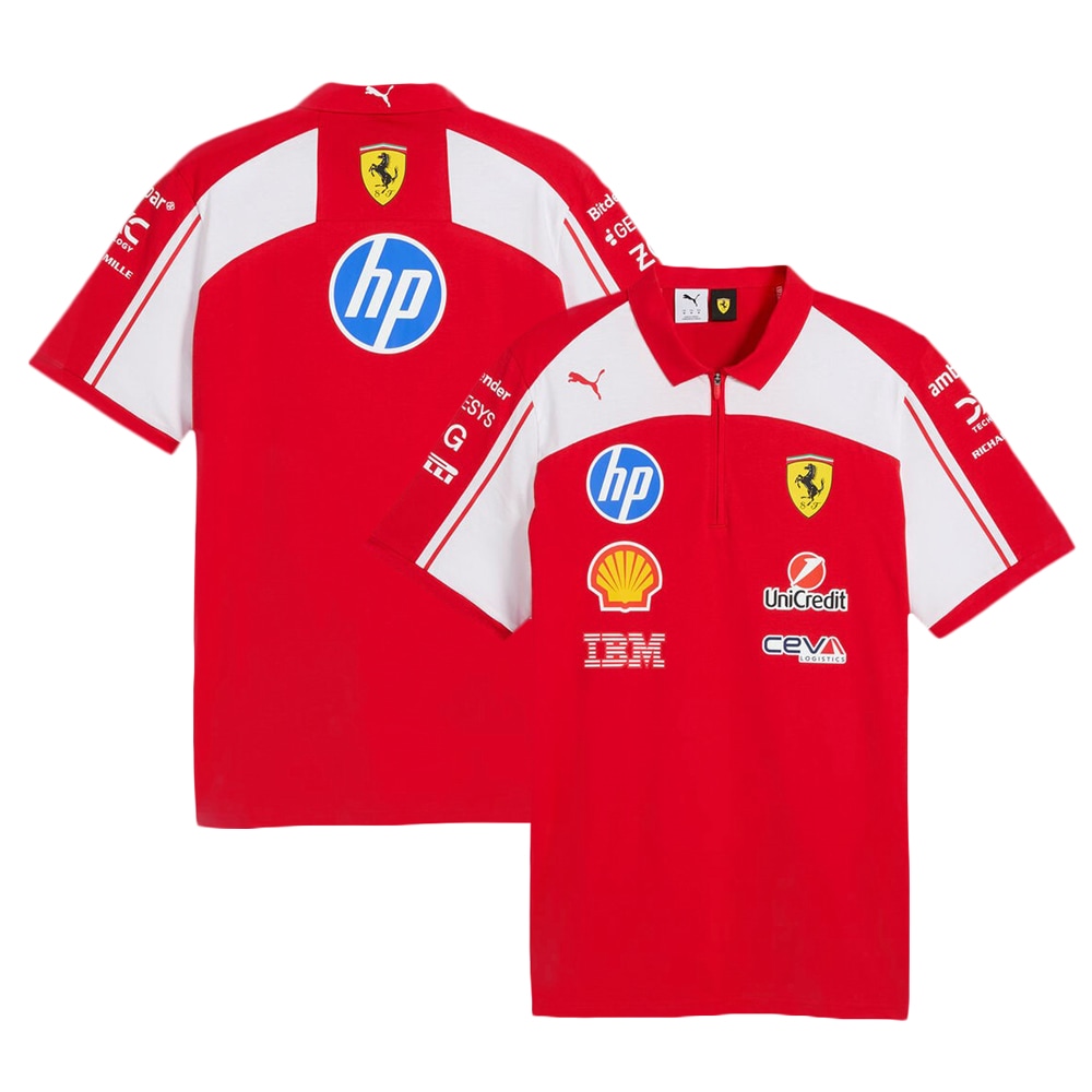 キッズ用 2026 スクーデリア フェラーリ HP チーム コットン ポロシャツ レッド 赤 公式 オフィシャル エフワン formula1 PUMA ウェア 半袖