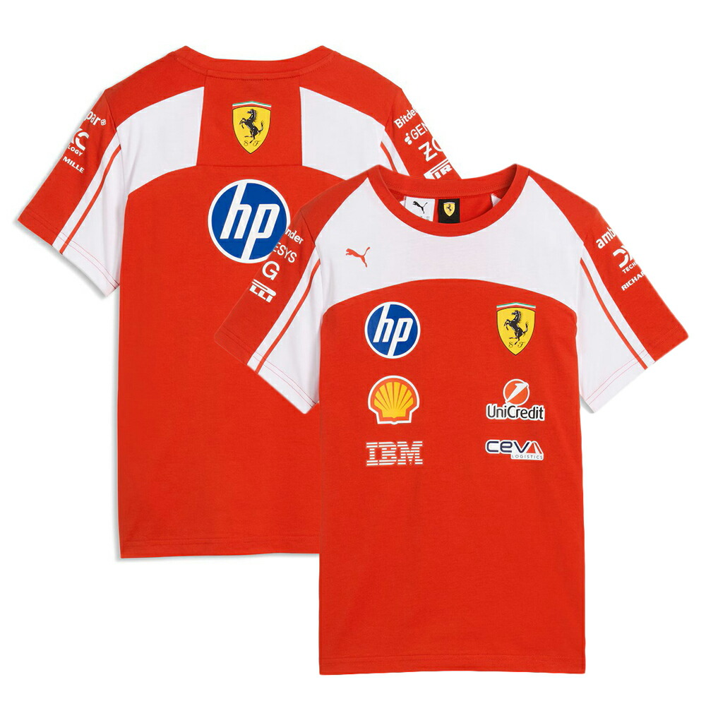 キッズ用 2026 スクーデリア フェラーリ HP 野球クラブ 綿織物 プルオーバー 赤いこと エフワン 御召しもの 半袖 赤