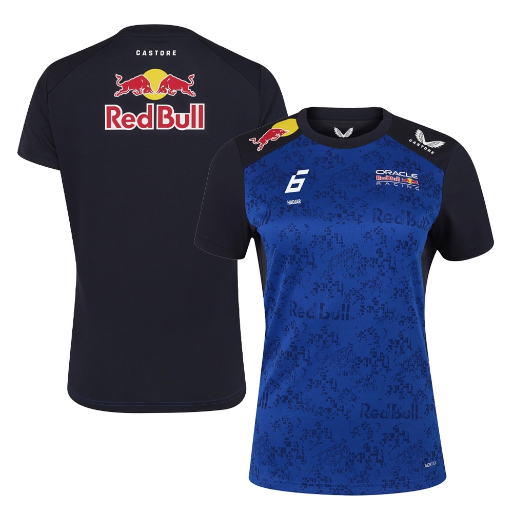 レディース 2026 オラクル レッドブル レーシング #6 アイザック ハジャー ドライバー Tシャツ エフワン 公式 ウェア 半袖 青