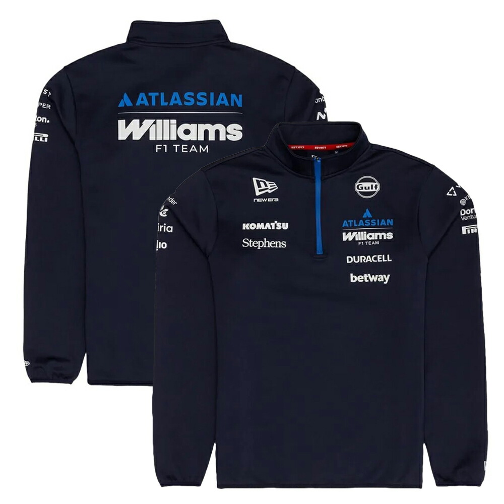 Williams ウィリアムズ F1 NEW ERA ニューエラ 2026 チーム 1/4 ジップ ミッドレイヤー ジャケット ネイビー スポーツウェア 運動 紺 長袖｜クラブウィナーズ