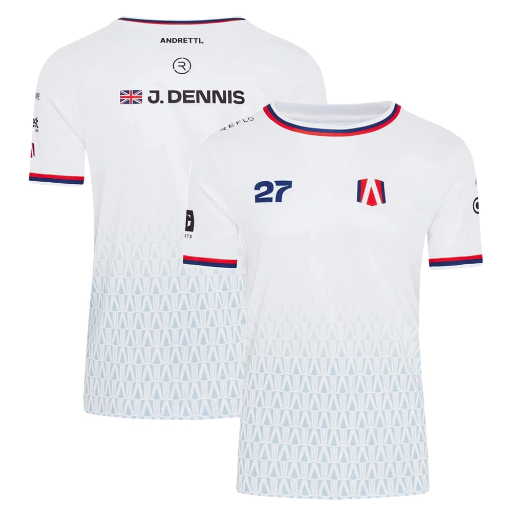 25/26 アンドレッティ フォーミュラE チーム #27 ジェイク デニス レプリカ Tシャツ ホワイト 白 ウェア モータースポーツ 4輪 電気自動車