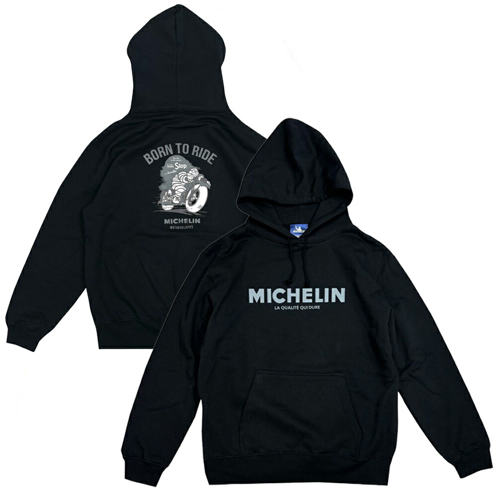 ミシュラン MICHELIN プルオーバー フーディ Motocycliste ブラック 黒 長袖 パーカー
