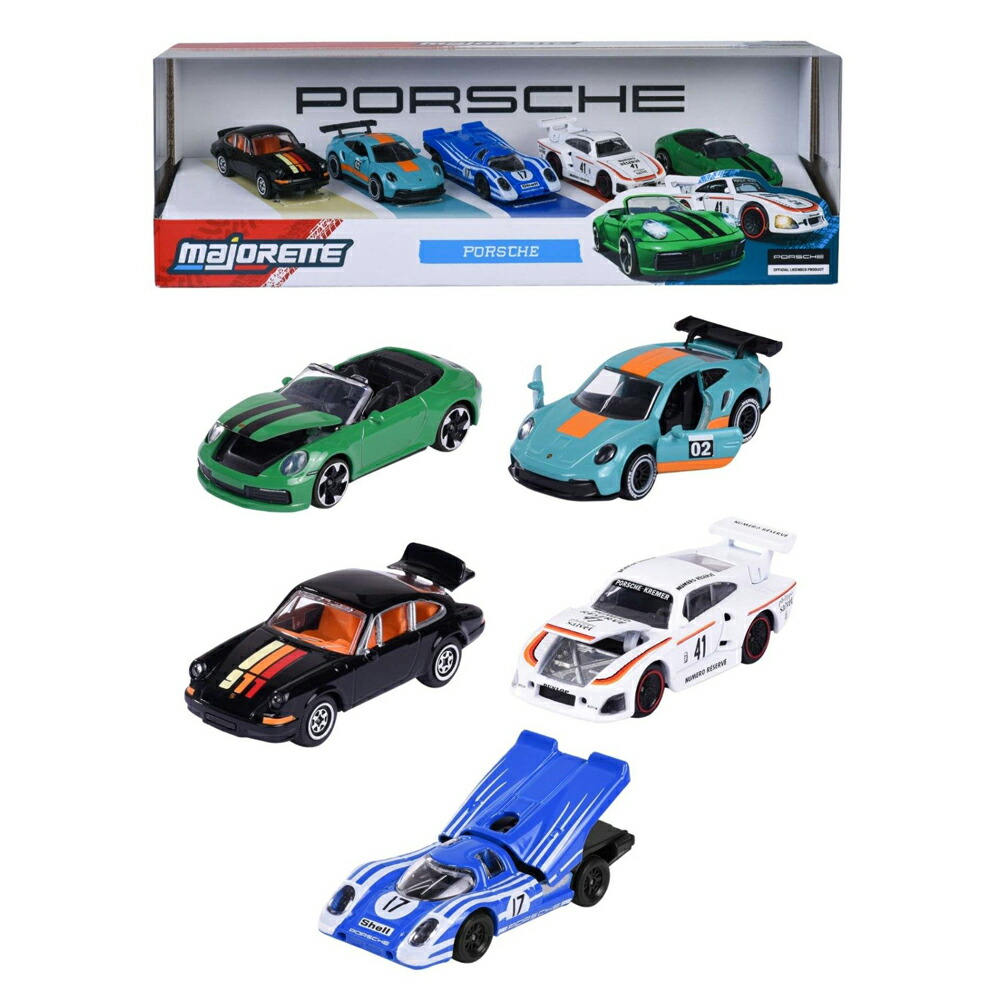 マジョレット 1/64 トリコロールボックス ポルシェ ミニカー ギフトパック アソート 5台セット ミニチュア ミニカー 車 8502105002