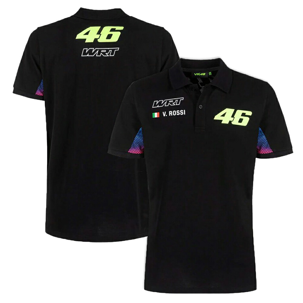 バレンティーノ ロッシ VR46 WRT 寄せあわせ Fade 46 スポーツシャツ 黒いこと 半袖