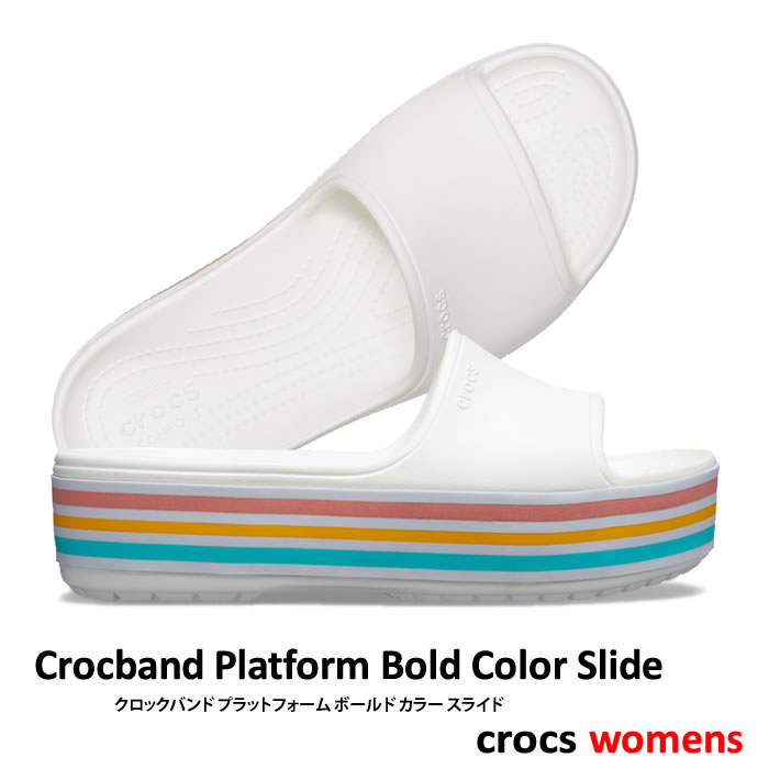 楽天市場 最大30 Offクーポン配布中 30 Crocs クロックス Crocband Platform Bold Color Slide クロックバンド ボールド カラー スライド ホワイト Clustic R