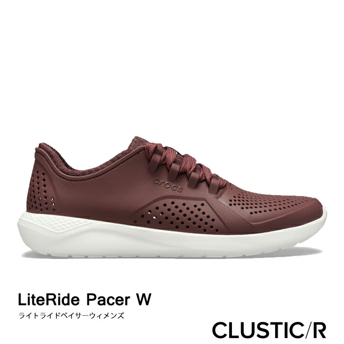 楽天市場 クロックス レディース ライトライド ペイサー バーガンディｘホワイト Crocs Literide Pacer Burgundyｘwhite Clustic R