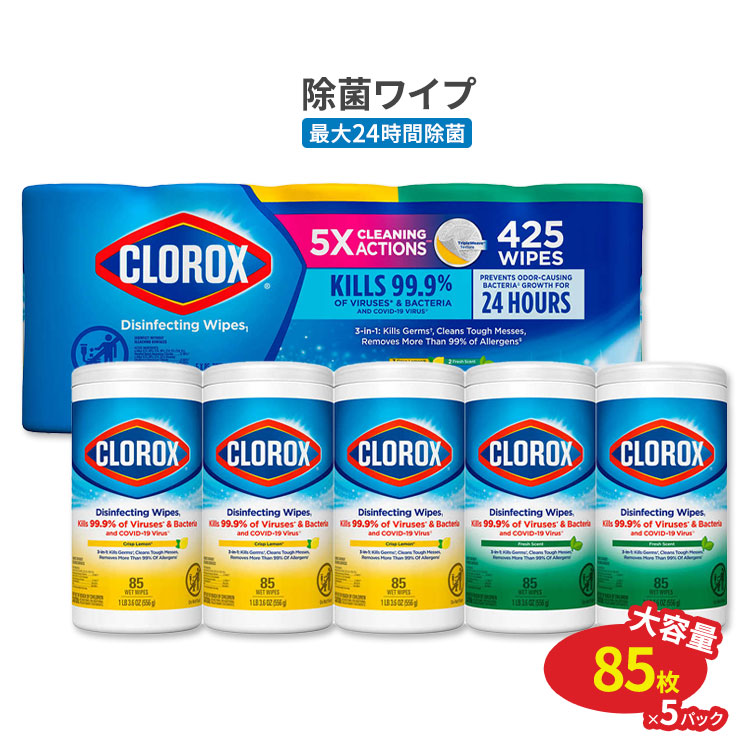 【アメリカコストコ品】クロロックス 除菌ワイプ バラエティパック 425枚 (85枚 x 5パック) Clorox Disinfecting Wipes Variety Pack 85-count 5-pack【お取り寄せ商品】【合わせて買いたい】