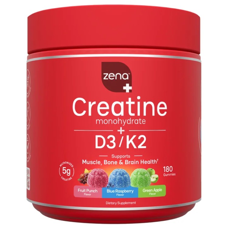 【ポイントUP★18日-30日】ゼナ クレアチングミ+D3/K2 バラエティパック 180粒 Zena Creatine Gummies + D3/K2, Variety Pack 【お取り寄せ商品】|カリフォルニアスマイル