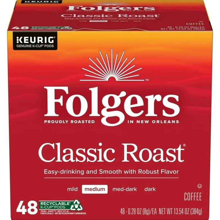 フォルジャーズ クラシックロースト ミディアムロースト コーヒー キューリグ Kカップ 48個入り Folgers Classic Roast, Medium Roast Coffee, Keurig K Cup Pods, 48 Count Box 【お取り寄せ商品】