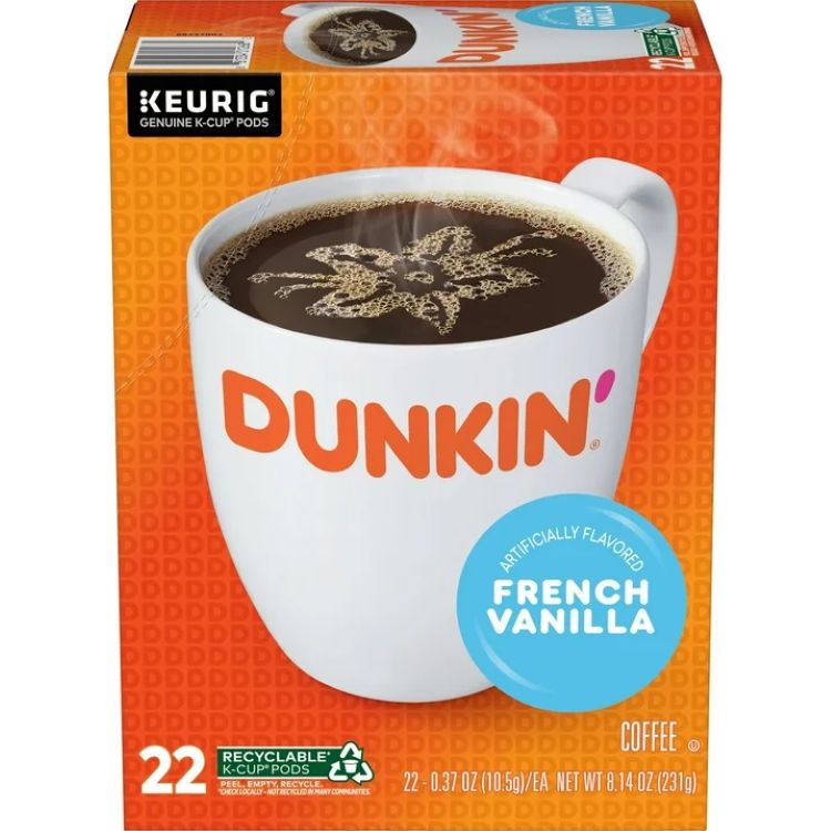 ダンキン フレンチバニラ風味 コーヒー Kカップ 22個入り Dunkin’ French Vanilla Artificially Flavored Coffee, Keurig K-Cup Pods, 22 Count Box 【お取り寄せ商品】