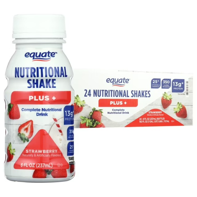 【ポイントUP★18日-30日】エクエート ニュートリショナルシェイク プラス ストロベリー 237mL 24本 Equate Nutritional Shake Plus, Strawberry, 8 fl oz, 24 Count 【お取り寄せ商品】|カリフォルニアスマイル