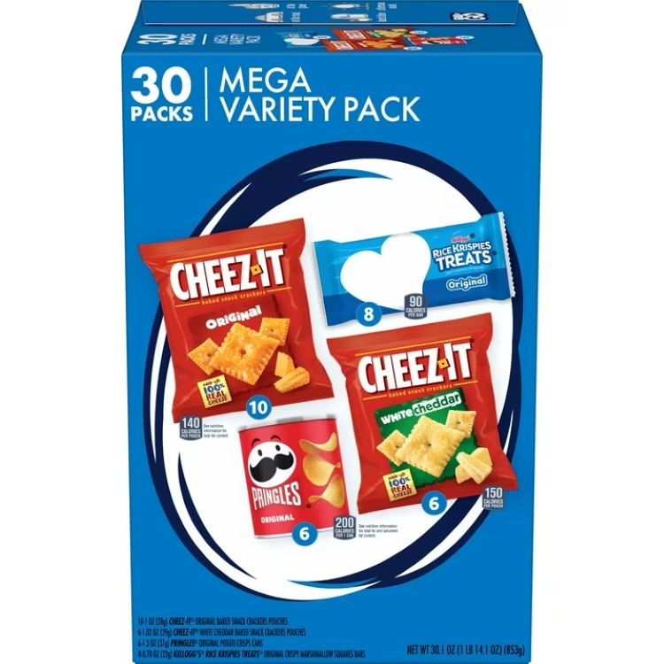チーズイット プリングルス＆ライスクリスピー バラエティパック 30個入り Cheez-It, Pringles & Rice Krispies Variety Pack Lunch Snacks, 30.1 oz, 30 Count 【お取り寄せ商品】
