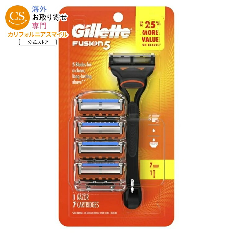 ジレット フュージョン5 メンズ 5枚刃 カミソリ 本体1本 替刃7個付 ブラック Gillette Fusion5 Razor Men 5 Blade Manual Razor ,1 Handle and 7 Blade Refills ,Black 【お取り寄せ商品】