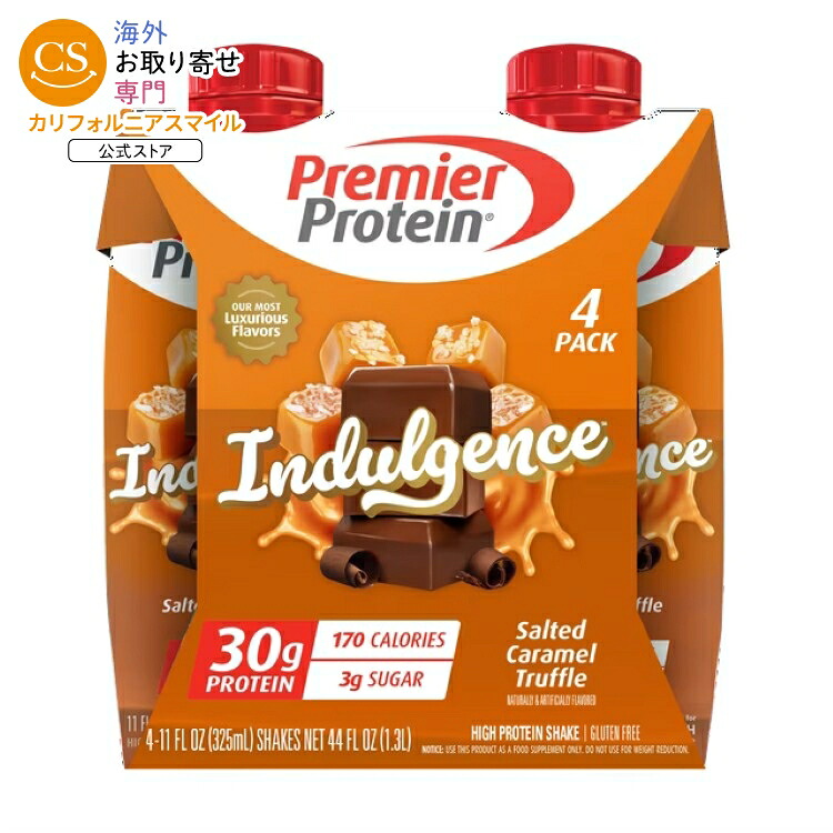 プレミアプロテイン インダルジェンス シェイク ソルテッドキャラメルトリュフ たんぱく質30g 325mL 4本 Premier Protein Indulgence Protein Shake, Salted Caramel Truffle,11 fl oz, 4 Ct 【お取り寄せ商品】