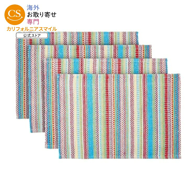 【ウォルマートブランド】パイオニアウーマン テーブルセット 13点 マルチカラー The Pioneer Woman Chunky Stripe Placemat, Table Runner, Napkin, and Napkin Ring Set 【お取り寄せ商品】