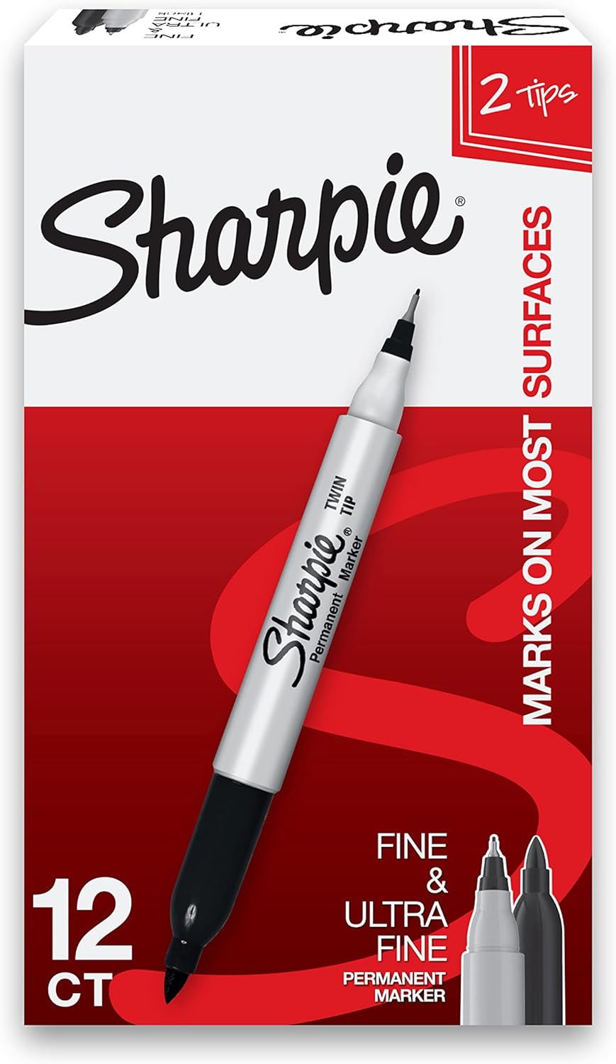 楽天市場】Sharpie ミニ油性マーカー バレットチップ 細字 ブラック 6
