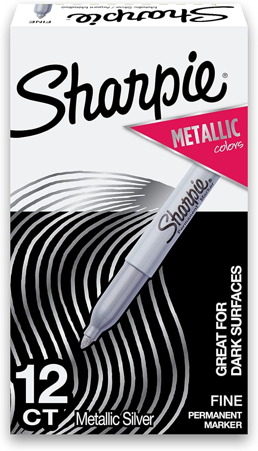 シャーピー メタリック パーマネントマーカー シルバー 細 12本入り Sharpie Metallic Permanent Markers, Fine Point, Silver, 12 Count【お取り寄せ商品】【合わせて買いたい】