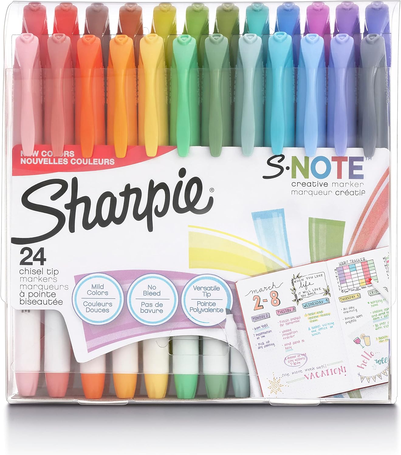 シャーピー Sノートクリエイティブマーカー パステルハイライター 24色入り SHARPIE S-Note Creative Markers, Pastel Highlighters, Chisel Tip, 24 Count【お取り寄せ商品】【合わせて買いたい】