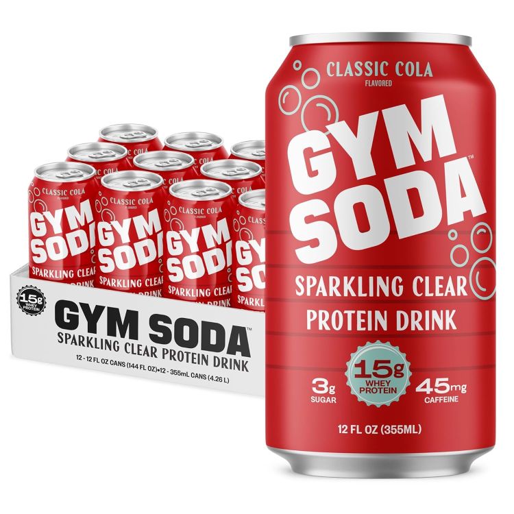 ジムソーダ スパークリング クリアプロテインドリンク クラシックコーラ 355ml 12本パック Gym Soda Sparkling Clear Protein Drink Classic Cola 12 oz Cans, 12 Pack 【お取り寄せ商品】|カリフォルニアスマイル