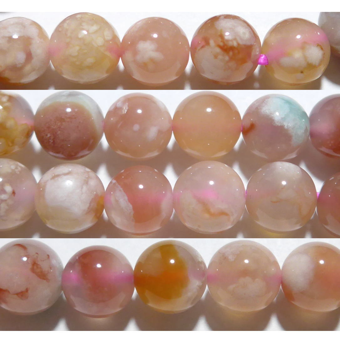 桜瑪瑙❤蓮❤チェリーブロッサム❤グリーン入り❤可愛い色合い❤モルガナイト❤花翡翠 Green Cherry Blossom Agate Drop 1 ✧ グリーンチェリー