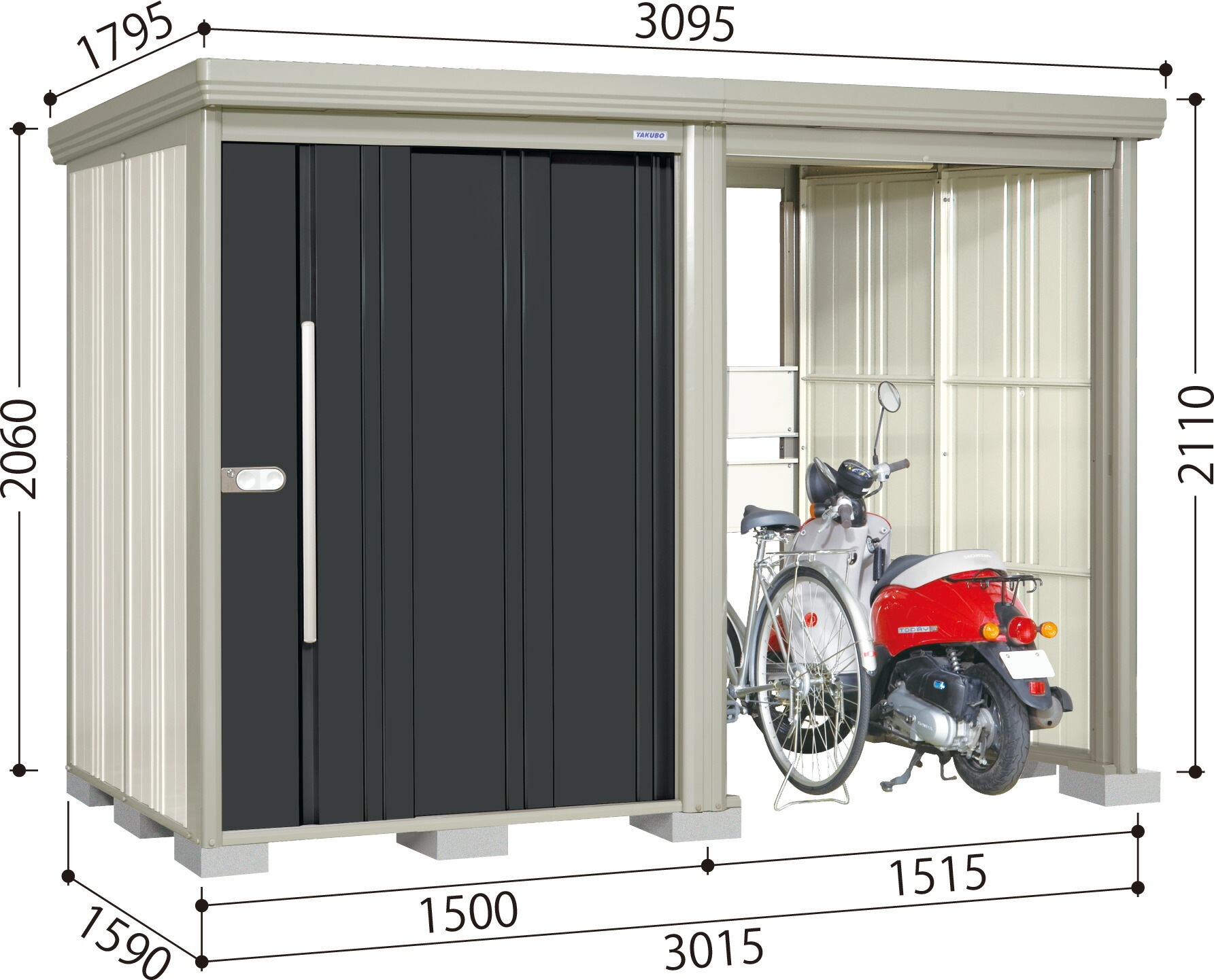 タクボ物置 TP-3015 Mr.ストックマンプラスアルファ 一般型/標準屋根 屋外 収納 物置 【送料無料】|くらしの収納館