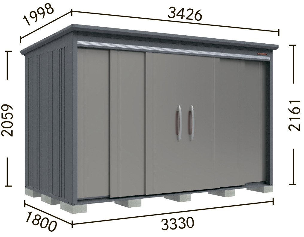 BELOS B-3318 背面棚 一般型/標準屋根 収納 物置 屋外 【間口3330mm 奥行1800mm 高さ2161mm】【配送のみ】|くらしの収納館