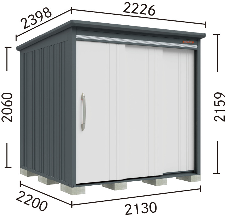 BELOS　B-2122　背面棚　一般型/標準屋根　収納　物置　屋外 【間口2130mm　奥行2200mm　高さ2159mm】【配送のみ】｜くらしの収納館